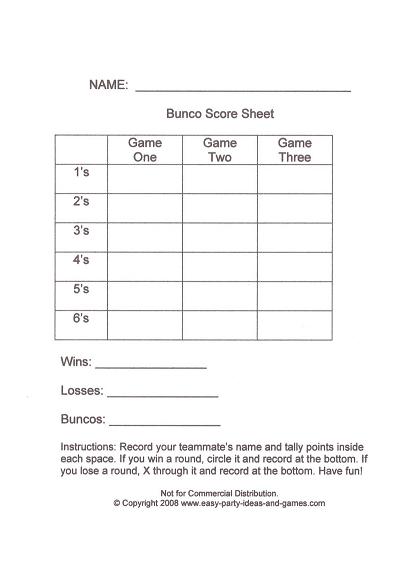 Table Service Only Sign Free Printable Bunco Score Sheet Printable 